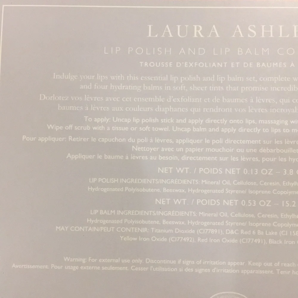 Laura Ashley Lip Polish & Lip Balm Collection 1 lip scrub 4 hydrating balms NWT - Picture 10 of 15